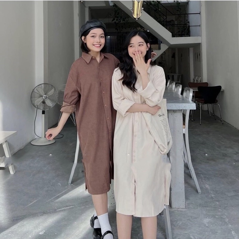 ✨Đầm sơ mi chất đũi lụa Hàn xịn xò sll đi cafe quá ư là mê 😻 | BigBuy360 - bigbuy360.vn