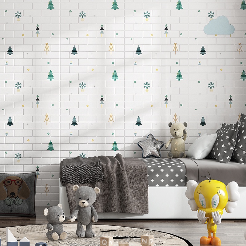 Xốp Dán Tường 3D Hoạt Hình trẻ em dễ thương. Kích thước lớn 70x77cm.