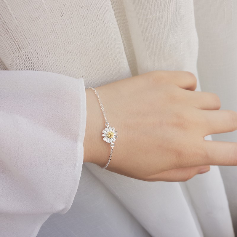 Lắc chân hoa cúc vàng và lắc tay dễ thương phụ kiện trang sức hàn quốc  namimi