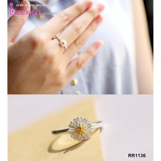 Nhẫn bạc Ý 925 Bạc Xinh Huệ Ngân -Cúc họa mi RR1136