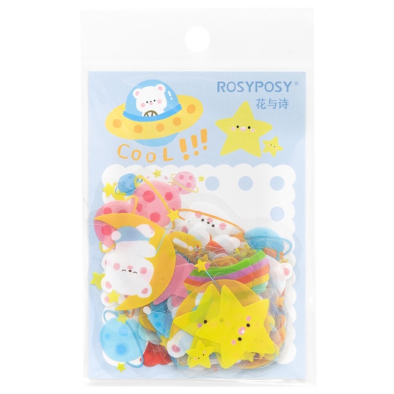 Set Sticker 40 Tấm Nhựa PVC Hình Gấu Thỏ Dễ Thương/ Túi Sticker Hình Gấu Dễ Thương