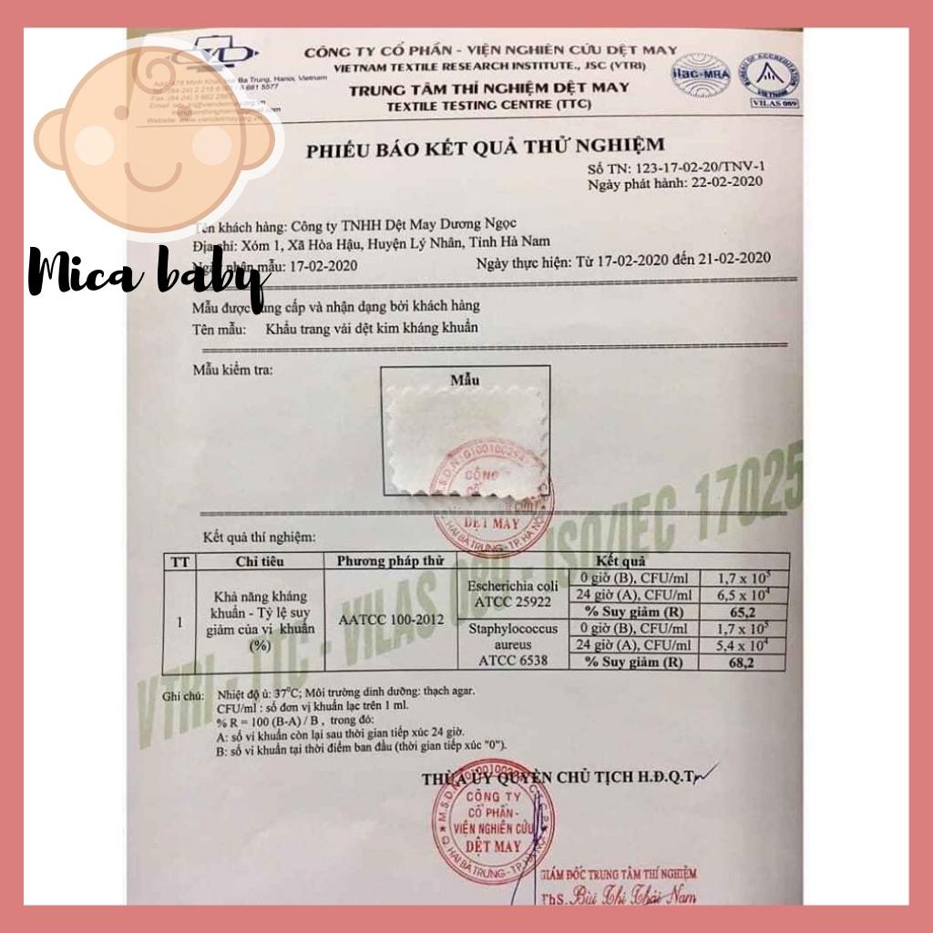 Khẩu trang kháng khuẩn chất cotton dệt kim cao cấp Mica baby