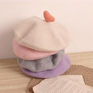 Mũ Beret Màu Trơn Hoa Cho Bé 2-5 Tuổi