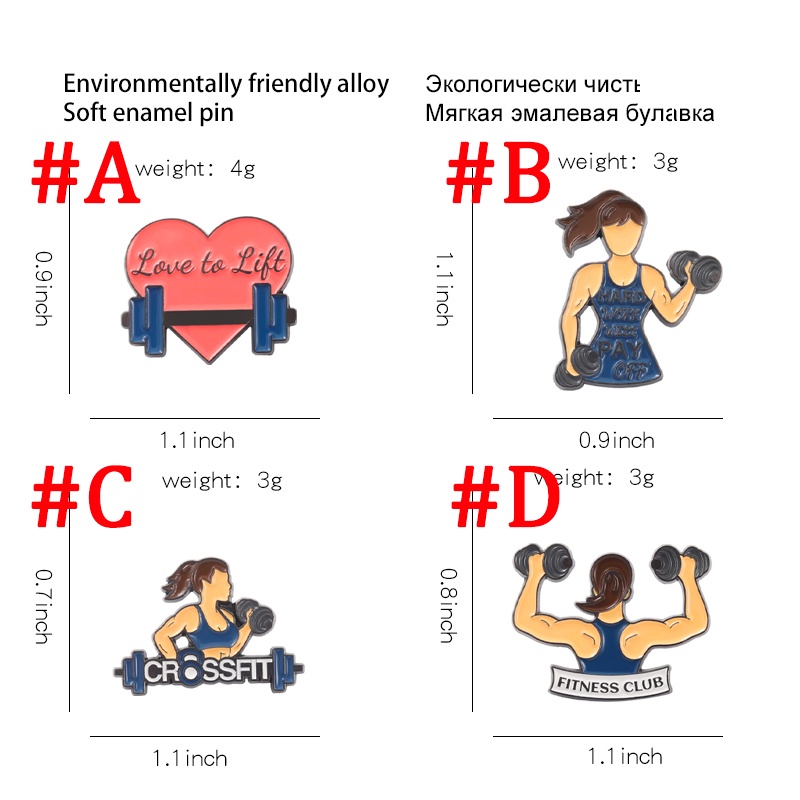 Trâm Cài Áo Tráng Men Hình Bodybuilder Sáng Tạo 4 Kiểu Cho Cặp Đôi Tập Thể Dục