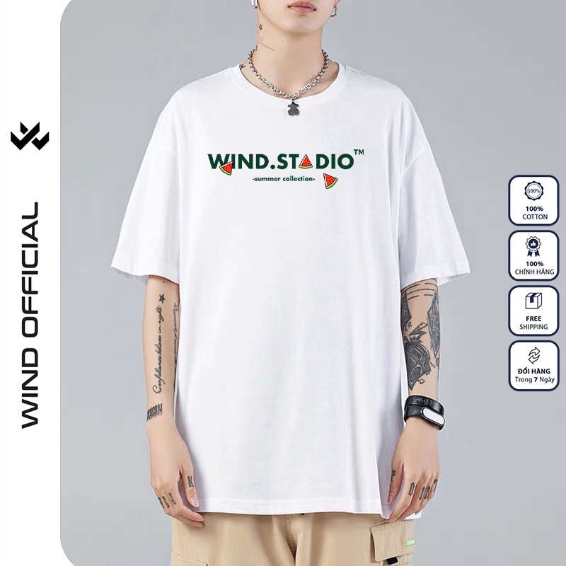 Áo thun tay lỡ form rộng WIND phông unisex 65% Cotton MELONS nam nữ oversize ulzzang