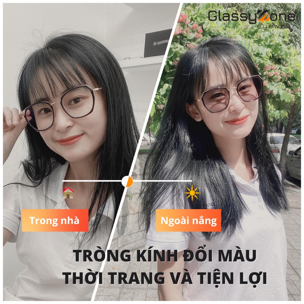 TRÒNG KÍNH CẬN, MẮT KÍNH CẬN ĐỔI MÀU KHI RA NẮNG THỜI TRANG CHỐNG TIA UV GLASSYZONE