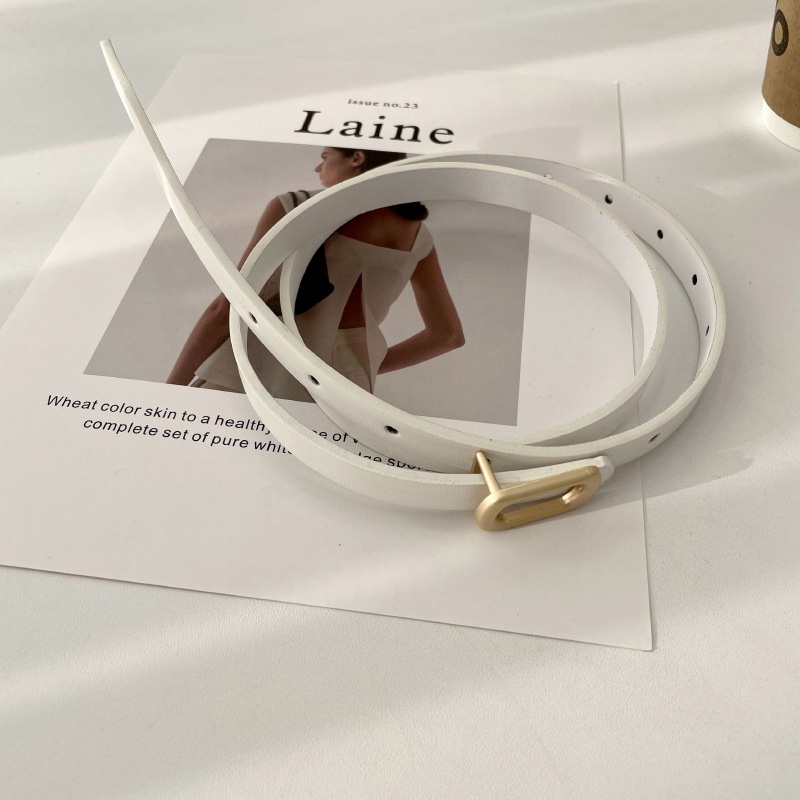 Thắt Lưng Mỏng Không Đục Lỗ Khóa Vuông Đơn Giản Thời Trang Cho Nữ