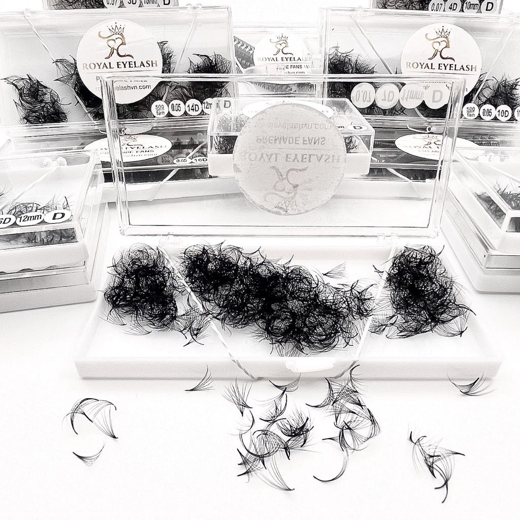 Mi Fans Sẵn 7D ROYAL EYELASH Lông Chồn Cao Cấp / 500- 1000 fans / C,CC,D, 0.07