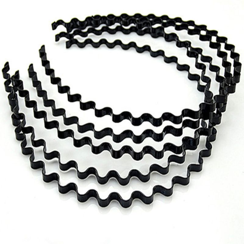 Set 5 cài tóc dạng lượn sóng bằng nhựa và kim loại màu đen thiết kế đơn giản cho nam và nữ