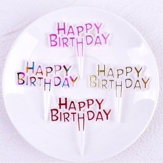 Set 25 que cắm trang trí bánh kem hình chữ Happy Birthday dễ thương 