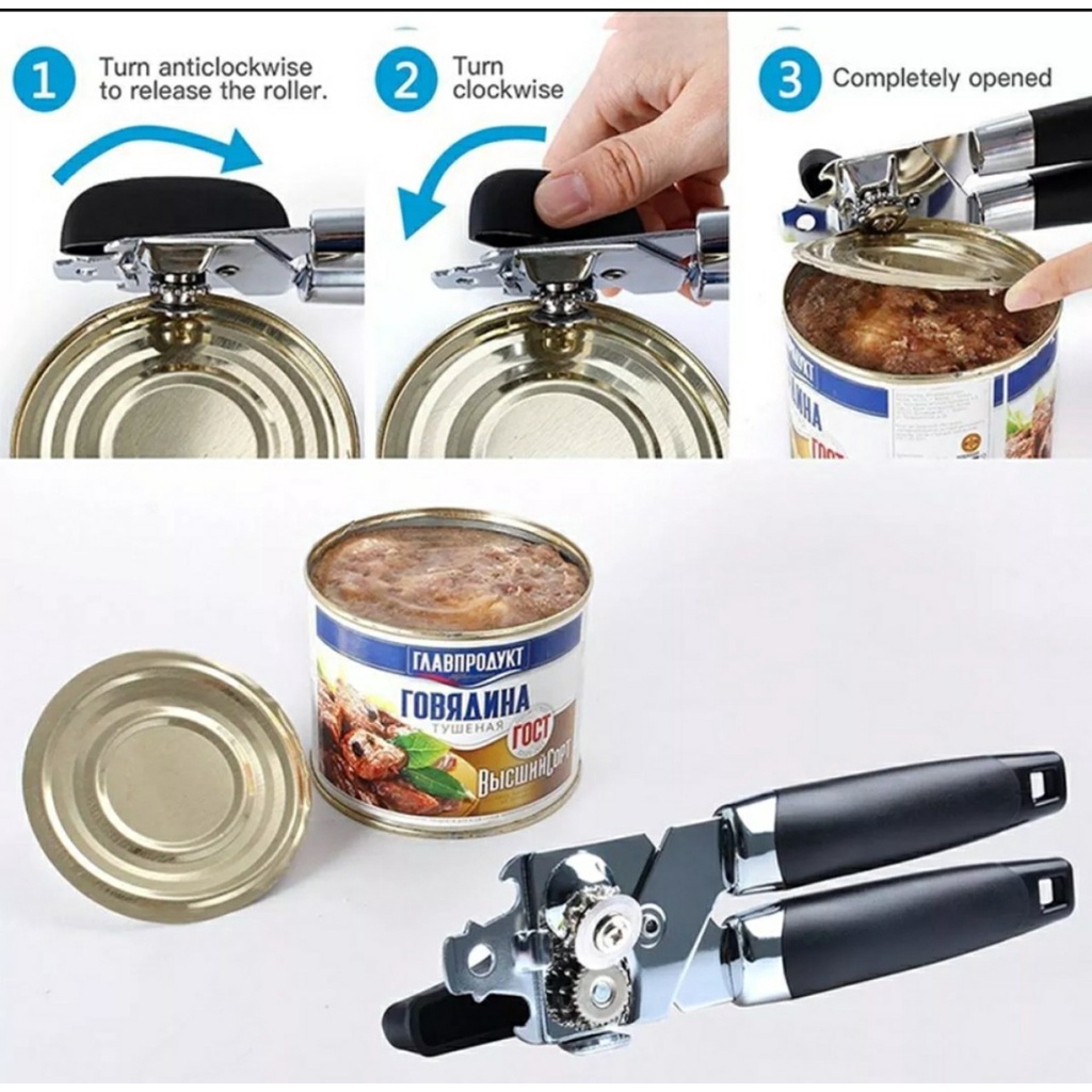 [FREESHIP] Dụng Cụ Mở Nắp Hộp, Khui Chai Đa Năng Bằng Thép Không Gỉ (Màu Đen)