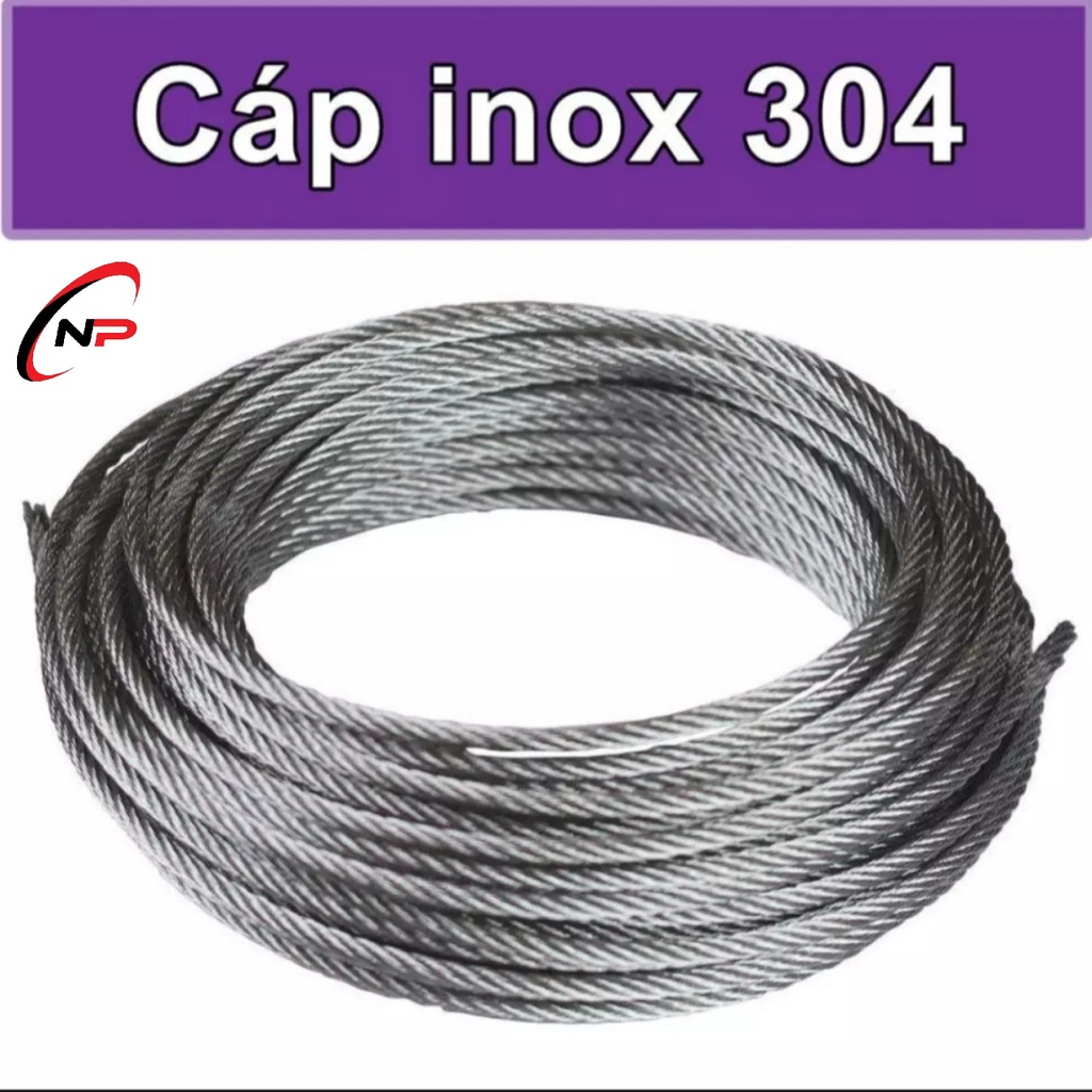 Cáp Inox 304 xịn 1.5mm 2mm 3mm.Bán theo mét(số lượng bạn chọn tương ứng với số mét bạn muốn mua.kim khí nhất phát