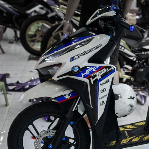 Tem trùm vario xanh trắng HP4, tem xe vario, team vario, tem dán xe máy, tem vario 150, team xe vario, tem vario xanh tr