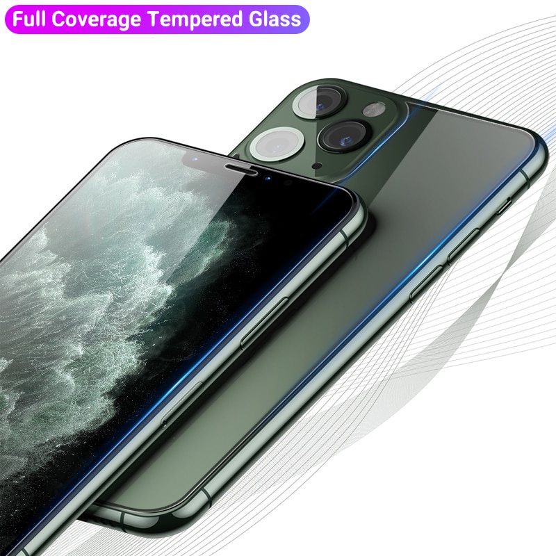 Kính cường lực đầy đủ mặt trước & sau cho iPhone SE 2020 Bảo vệ màn hình cho iPhone 11 Pro Max X XR XS max 6 6s 7 8 Plus cường lực