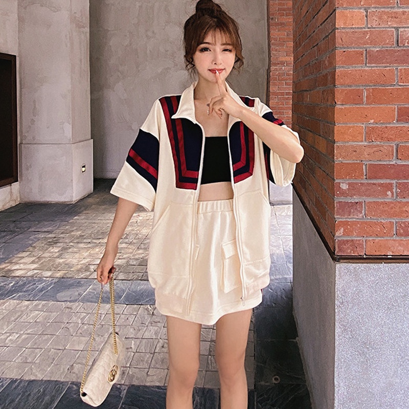 IELGY Bộ Áo cardigan Ngắn Tay + Chân Váy Phong Cách Thể Thao Thời Trang Hàn Quốc Cho Nữ [Đặt Hàng Riêng Biệt]