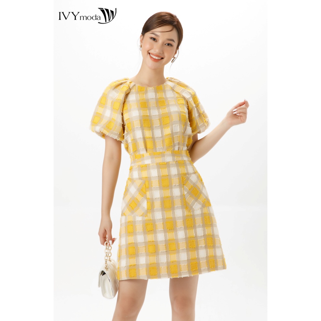 Chân váy kẻ vải nổi IVY moda MS 31B8790