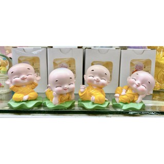 Bộ 4 tượng chú tiểu yêu đời trang trí nhà cửa/ô tô