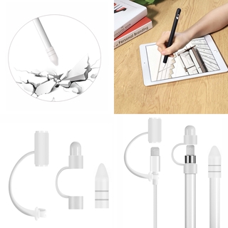 Bộ 3 nắp đậy bút cảm ứng Apple Pencil 1st 2ed bằng silicone kèm dây chống thất lạc