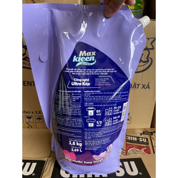 Túi Nước Giặt Max Kleen Có 3 Mầu Như Hình 3,8kg