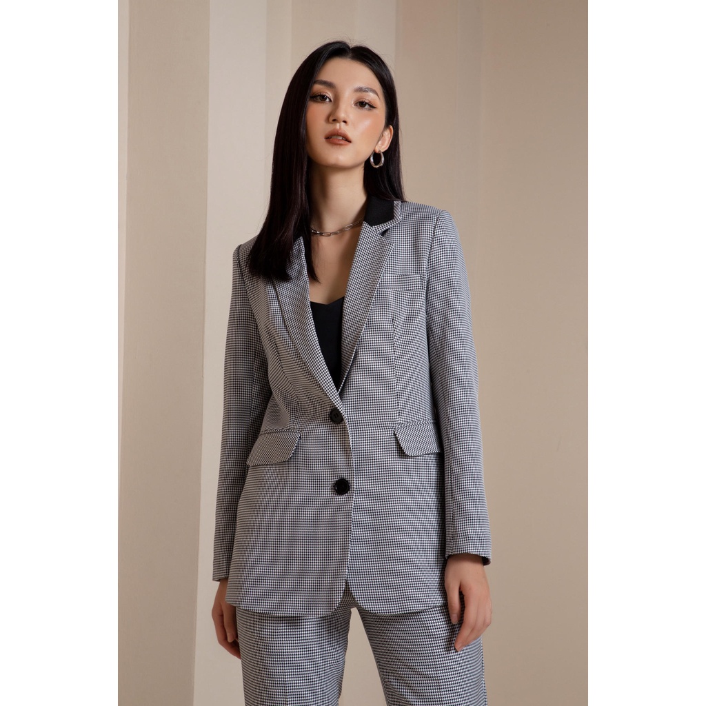 Set vest blazer nữ Houndi Maiimer kẻ xám | BigBuy360 - bigbuy360.vn
