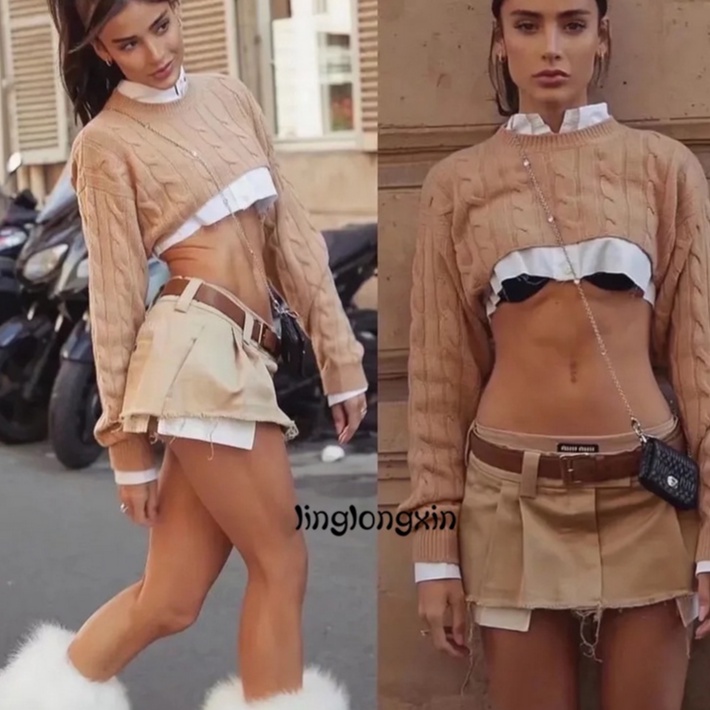 ♔Ap♔Chân Váy Ngắn Chữ A Lưng Thấp Phối Thắt Lưng Kiểu Vintage Thời Trang Mùa Hè Y2K