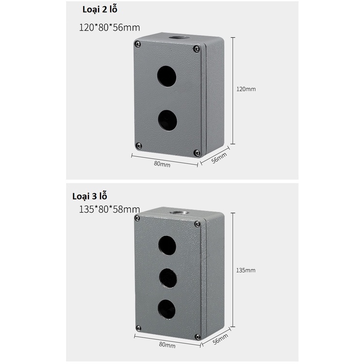 Hộp điều khiển 2,3,4,6 nút kim loại nhôm đúc