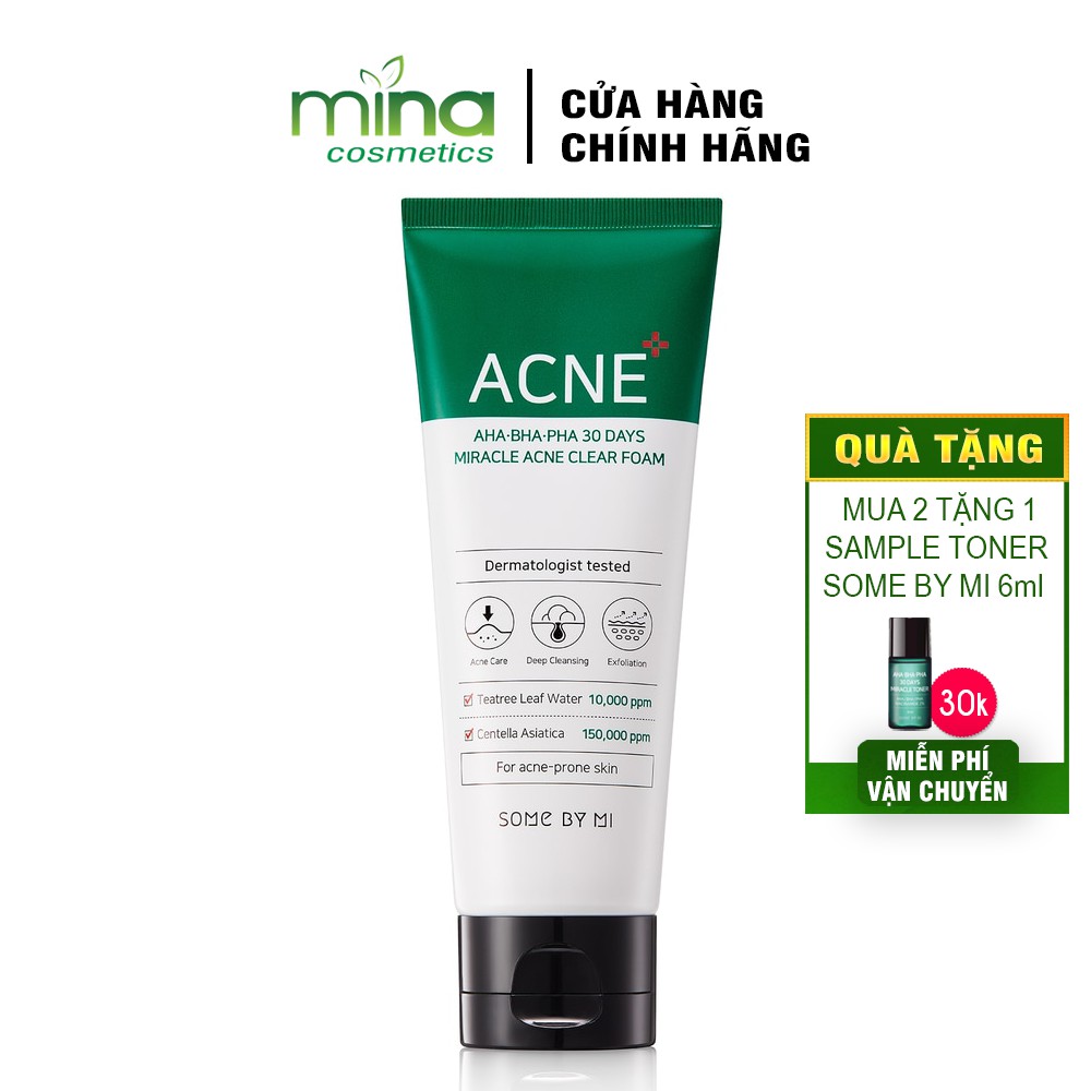 Sữa Rửa Mặt Some By Mi AHA.BHA.PHA 30 Days Miracle ACNE Clear Foam 100ml