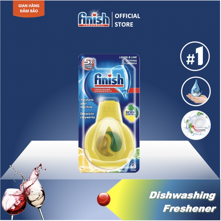 Treo khử mùi Finish hương Chanh - Khử mùi hôi của máy rửa bát hương thơm dễ chịu EAN 8410104437275