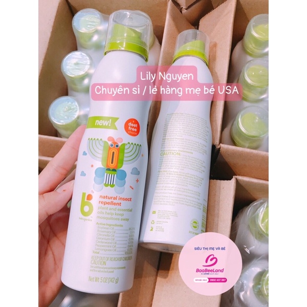 Xịt chống muỗi & côn trùng BabyGanics cho bé BAABEELAND