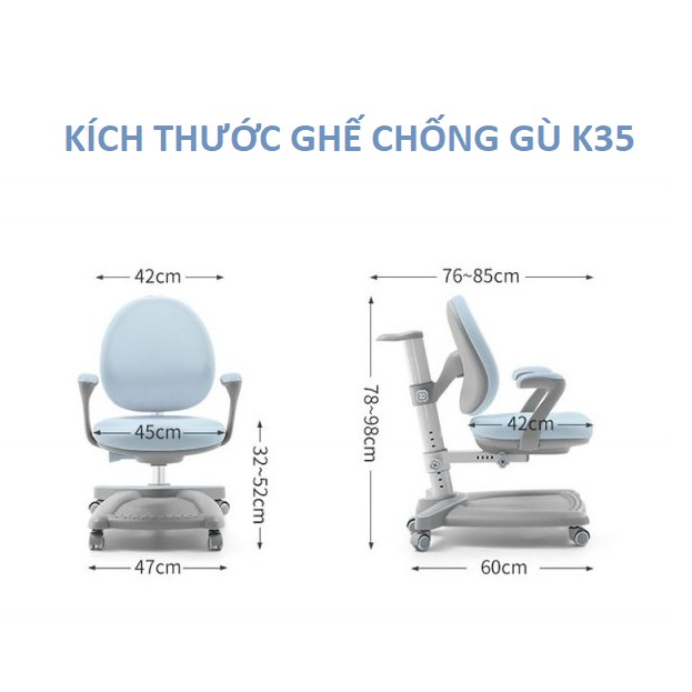 Ghế Chống Gù K35 [CHÍNH HÃNG SIHOO] Cho Học Sinh Cao Cấp Nhất Hiện Nay_Bàn Ghế Chống Gù Chống Cận Thông Minh