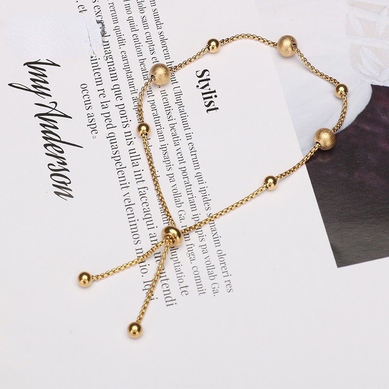 Hàng Mới Về Vòng Tay Chuỗi Hạt Cỡ Nhỏ Bằng Thép Titan Mạ Vàng Hồng 18K Thiết Kế Đơn Giản Dễ Phối Đồ
