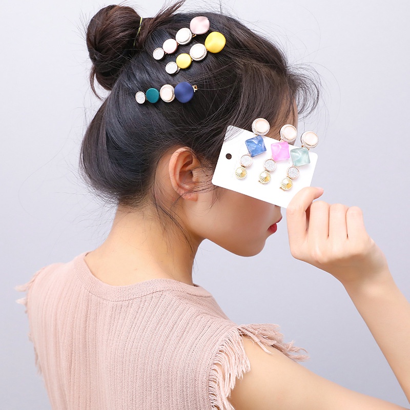 Kẹp Tóc Màu Sắc Đơn Giản Dễ Thương Phong Cách Harajuku Cổ Điển