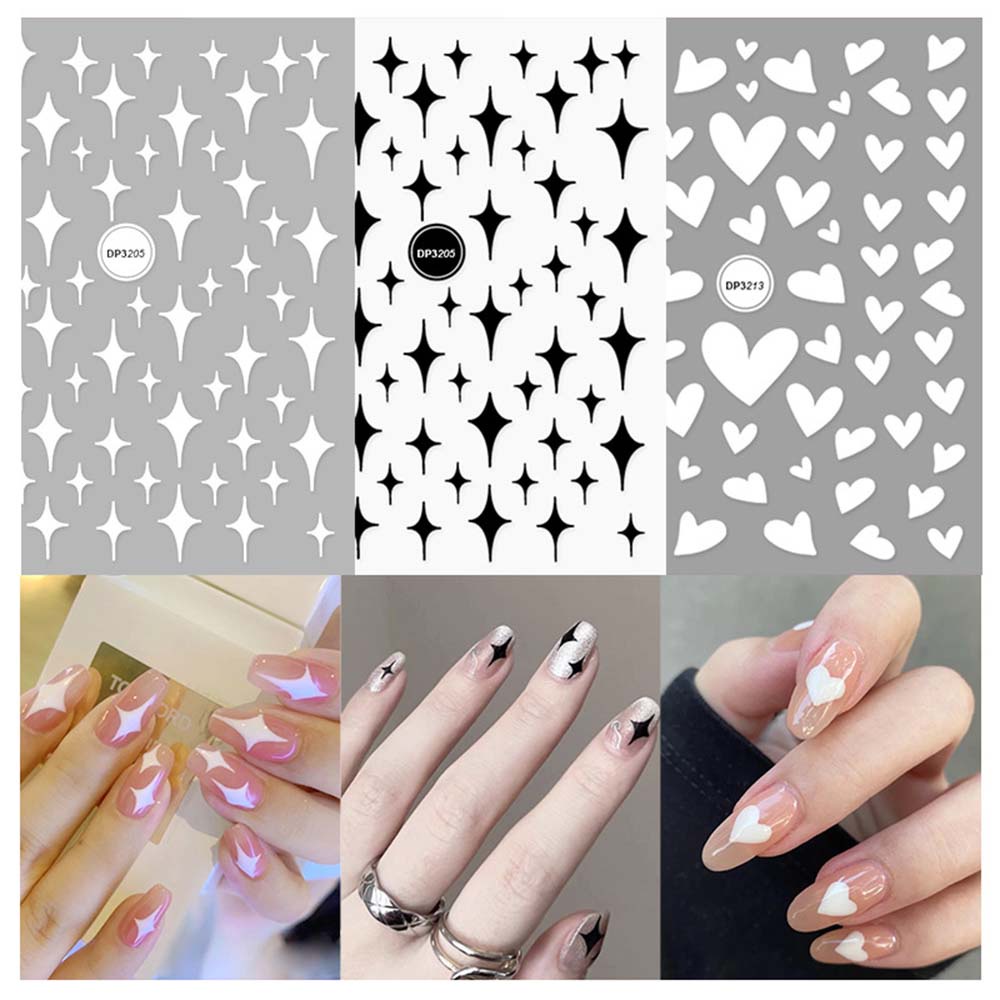 [Hàng mới về] Sticker dán móng tay trang trí hình ngôi sao trái tim 3D diy hợp thời trang