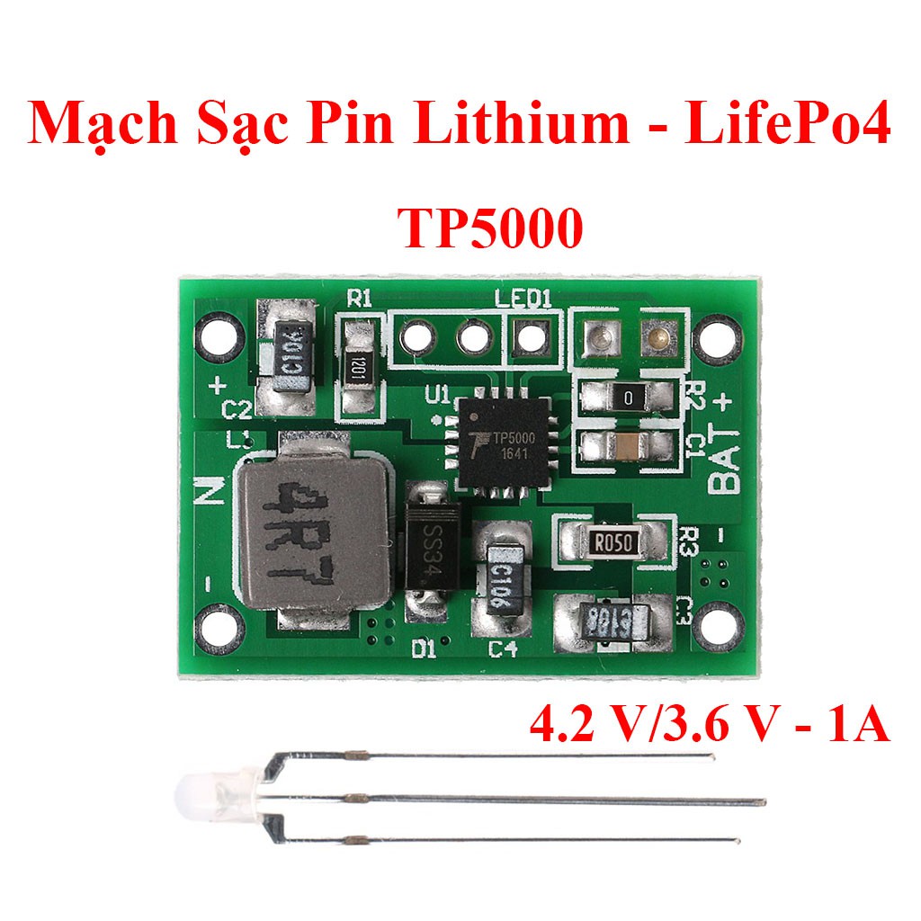 Mạch sạc pin Lithium - ion - LiFePO4 4.2 V/3.6v - 1A TP5000