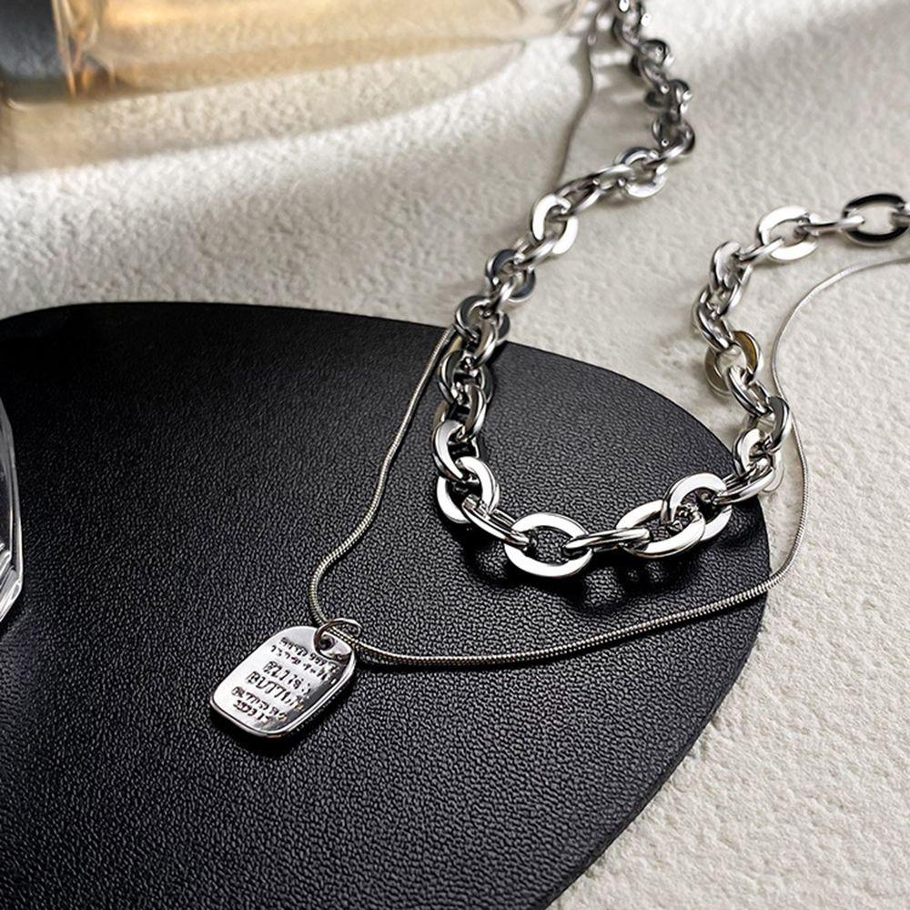 Vòng cổ Mặt Vuông Bằng Kim Loại Thời Trang Hàn Quốc Cho Nam Nữ