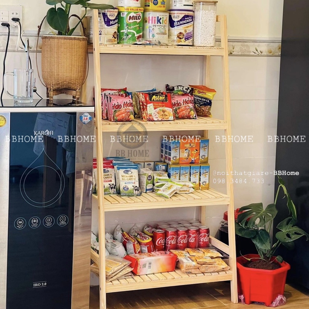 KỆ GỖ 4 TẦNG ĐA NĂNG BBHOME  - KỆ SÁCH, KỆ VI SÓNG, KỆ ĐỂ CHẬU CÂY