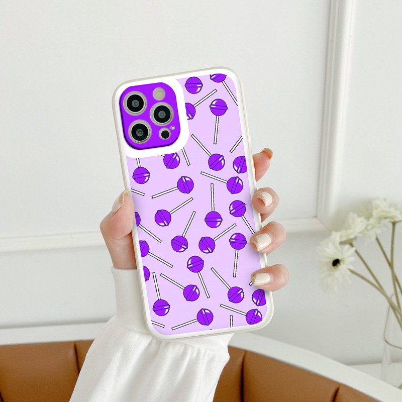 Ốp iphone - Ốp lưng iphone cạnh vuông viền camera Kẹo mút dành cho ip 6 đến 14promax - ng096