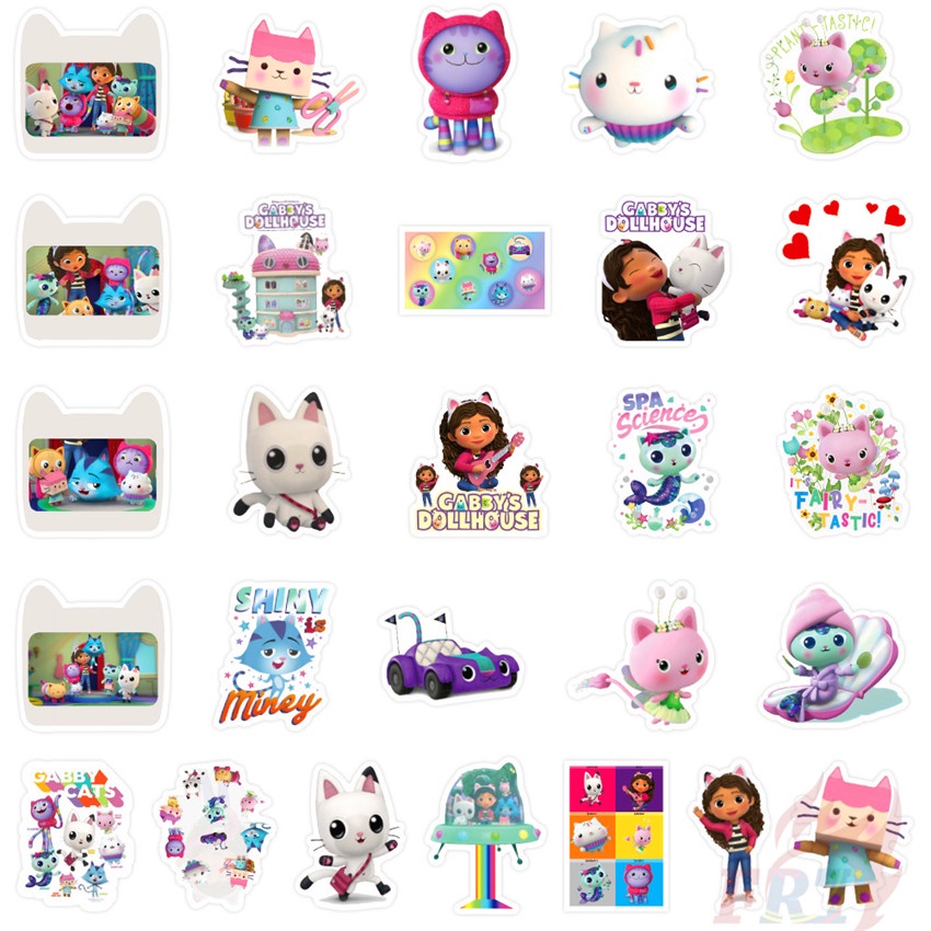 Bộ 50 miếng dán trang trí laptop hành lý thời trang dòng búp bê Gabby 02 DIY