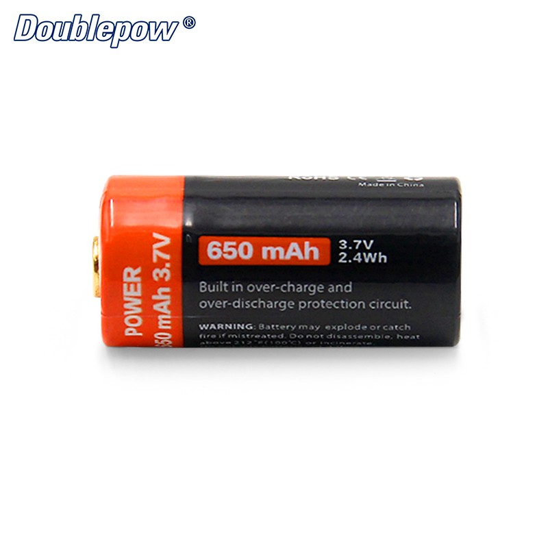 Pin Sạc Cổng Micro USB 3.7V 650mAh 16340 Doublepow DP-CR123A - Hàng Chính Hãng