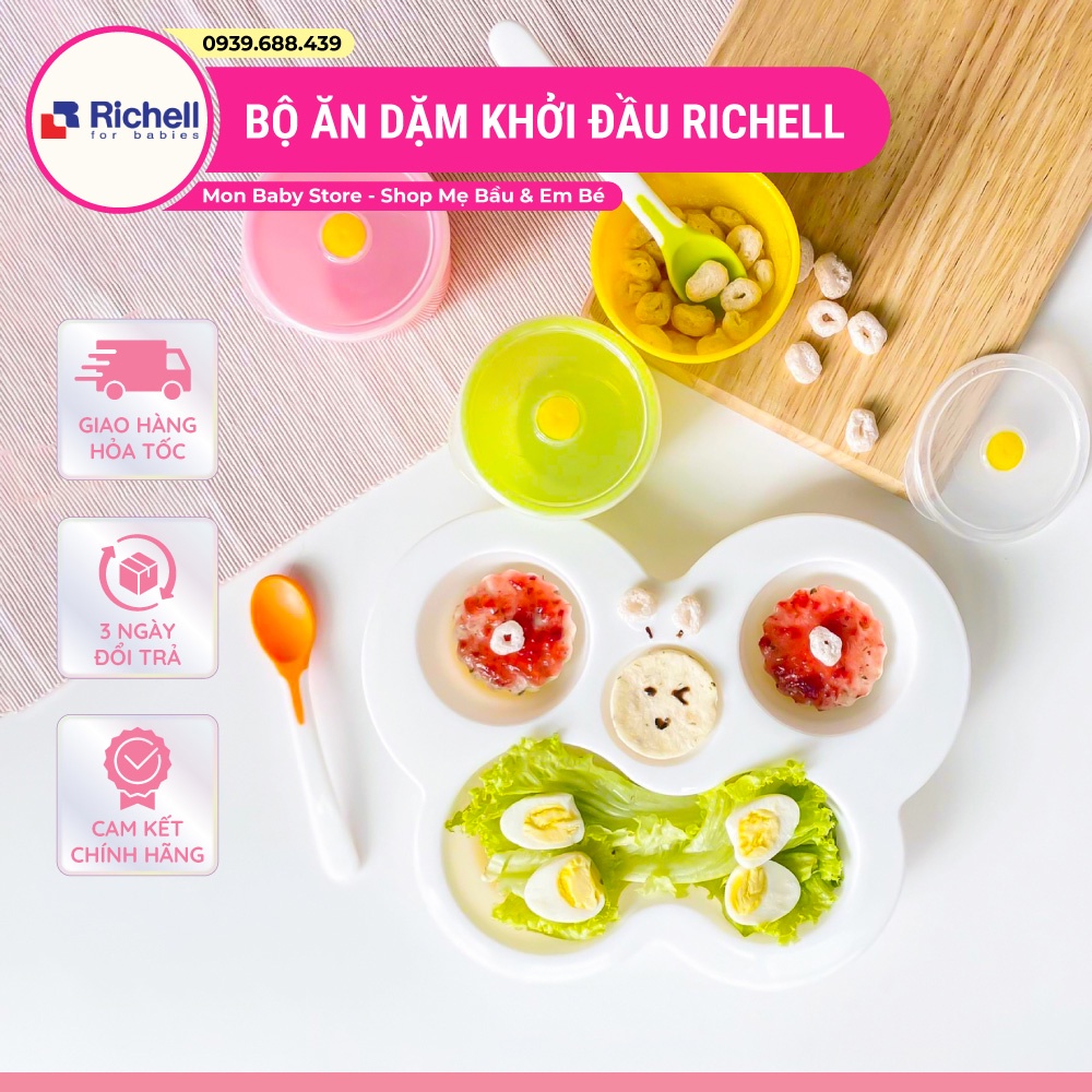 [Chính Hãng] Bộ ăn dặm khởi đầu Richell Nhật Bản - đồ dùng ăn dặm kiểu Nhật cho bé