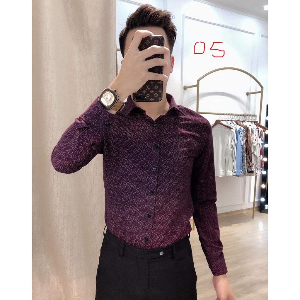 Sơ mi dài tay họa tiết nam  chất đẹp dáng vừa thích hợp với mọi lứa tuổi | BigBuy360 - bigbuy360.vn