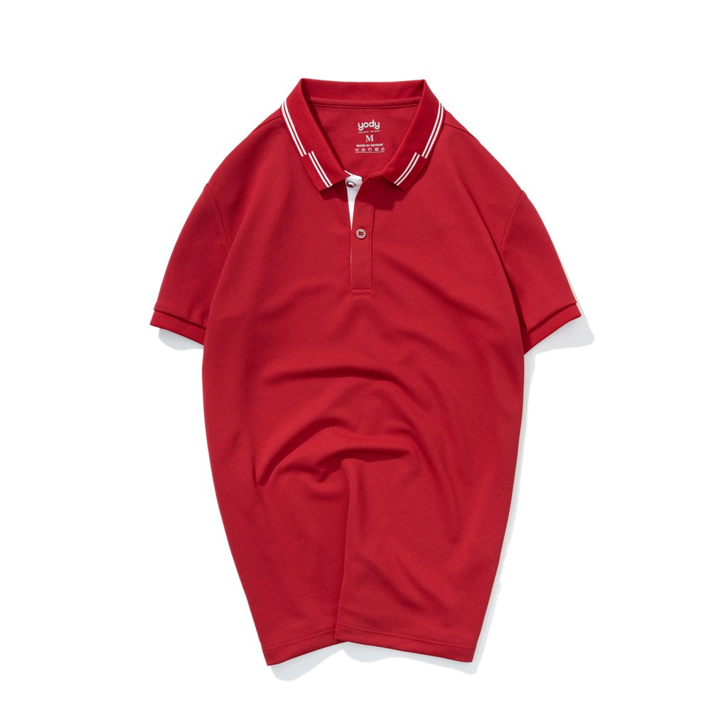 Áo polo nam cafe YODY khử mùi phối gấu, chống UV thân thiện với môi trường -  APM3657