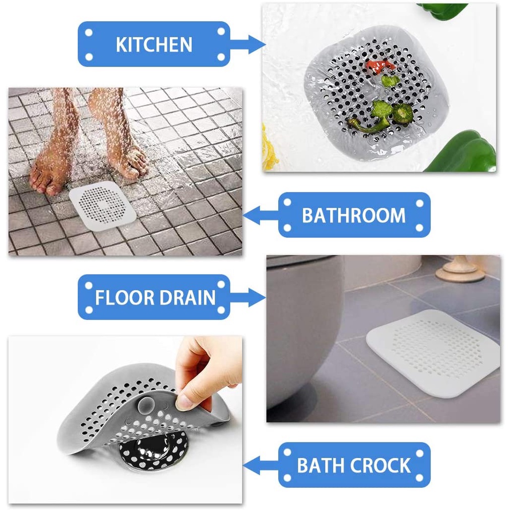 1 Tấm Silicone Chặn Tóc / Rác / Bồn Tắm / Bồn Rửa Chén / Cống Thoát Nước Tiện Dụng