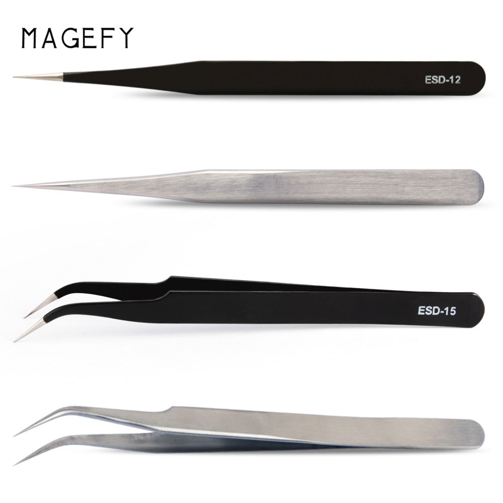 Nhíp MAGEFY gắn gỡ lông mi giả màu bạc đen