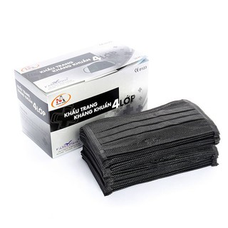 Khẩu trang y tế màu đen 4 lớp giấy kháng khuẩn 4U famapro hàng công ty Nam Anh hộp 50 chiếc