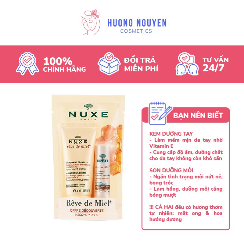 Set Kem Dưỡng Tay 30ml Và Son Dưỡng Môi Nuxe Reve de Miel