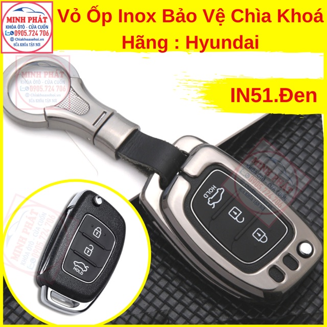 Vỏ Ốp Inox Bảo Vệ Chìa Khoá xe Ô Tô Hyundai Accent I10 Sonata I20 Kona