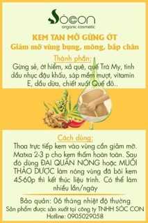 Kem tan mỡ gừng ớt Sóc Con