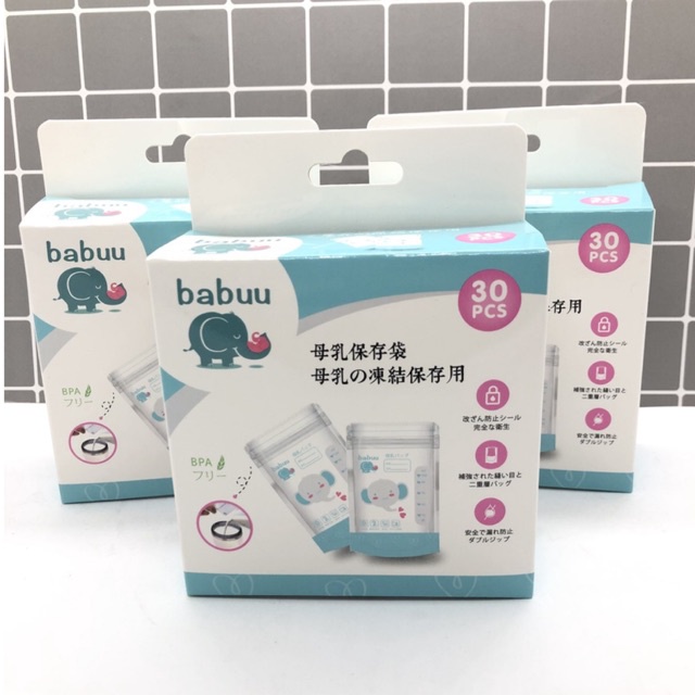 Túi trữ sữa Babuu 100ml 3 khoá zip Chính Hãng An Toàn Tiện Lợi Babibu
