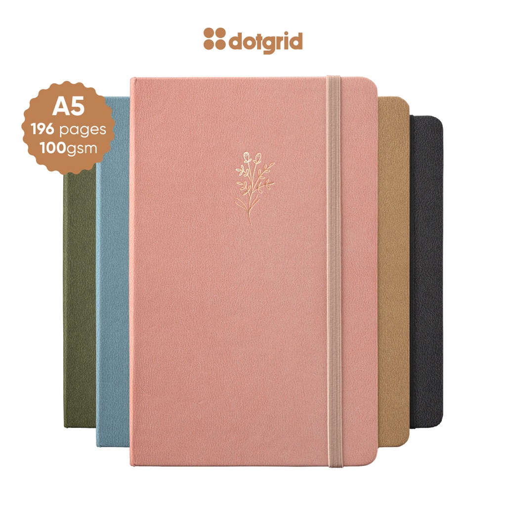 Sổ tay bujo hoạ tiết ép nhũ chìm Asthetic Floral 196 trang giấy 100GSM